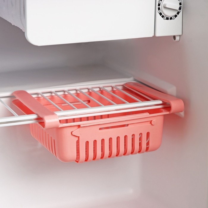 Полка подвесная в холодильник раздвижная Доляна, 20(28)×16,2×7,5 см, цвет МИКС Полка подвесная в холодильник раздвижная Доляна, 20(28)×16,2×7,5 см, цвет МИКС