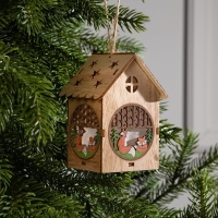 Ёлочная игрушка &laquo;Домик с лисой&raquo;, от батареек, свечение тёплое белое