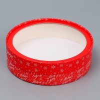 Коробка для макарун тубус с окном &laquo;Тепла и уюта&raquo;, 20 х 20 х 5 см, Новый год