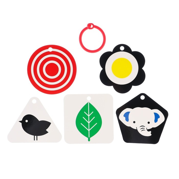 Развивающая игрушка по методике Г. Домана карточки на кольце &laquo;Зверята&raquo;, 5 шт., Крошка Я