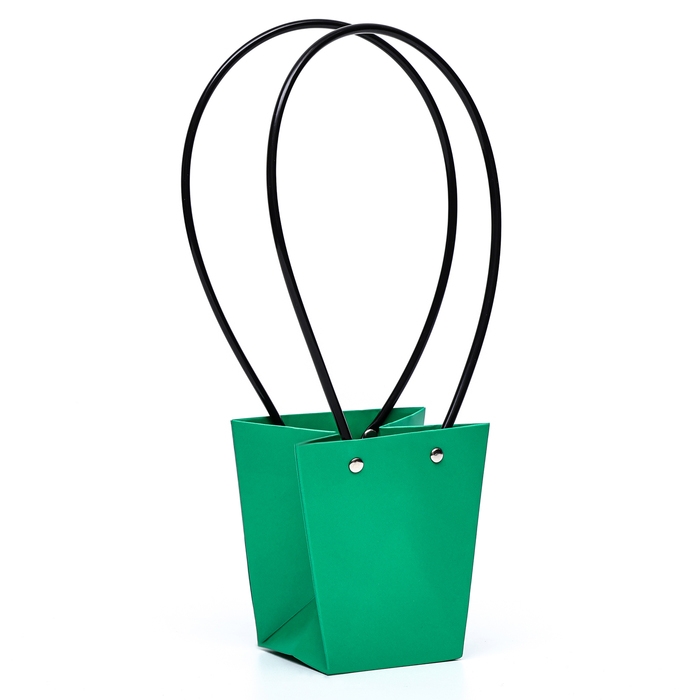 Сумка для цветов Зеленая влагостойкая, 12x12-8x8-12.5 см Сумка для цветов Зеленая влагостойкая, 12x12-8x8-12.5 см