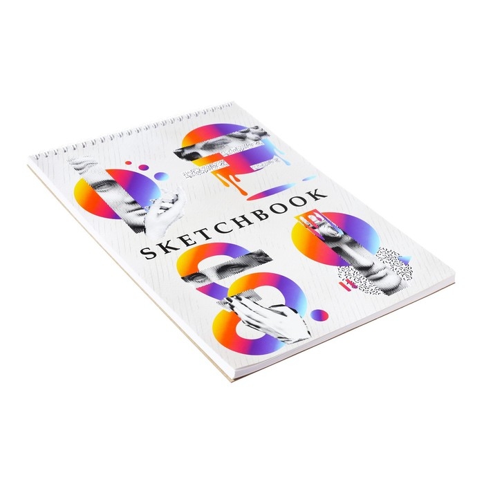 Скетчбук А4, 40 листов на гребне по короткой стороне "На стиле", обложка мелованный картон, твёрдая подложка, блок 100 г/м&sup2;