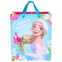 Пакет подарочный "Самая милая" 23х27х11.5 см, упаковка, Холодное сердце Пакет подарочный "Самая милая" 23х27х11.5 см, упаковка, Холодное сердце