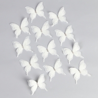 Декор для творчества &laquo;Бабочка&raquo;, трёхслойный, набор 12 шт., размер 1 шт. &mdash; 5 &times; 4,5 см, цвет молочный