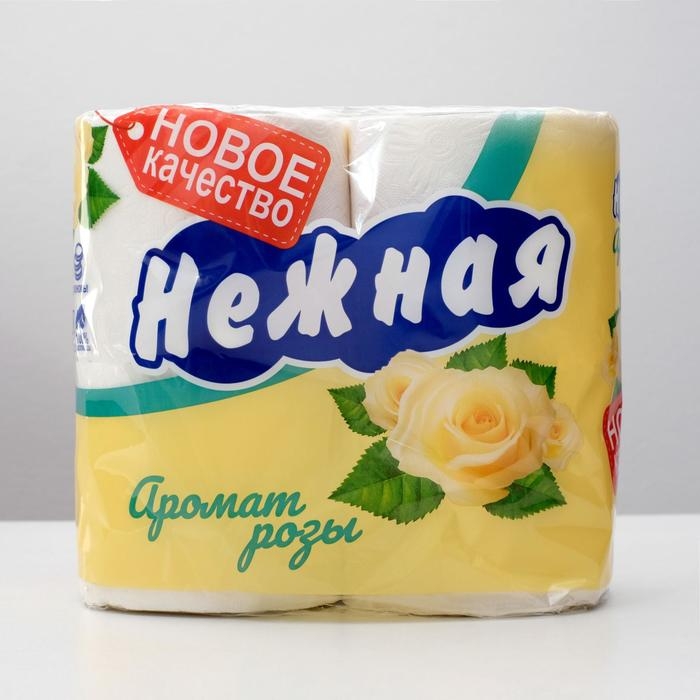 Туалетная бумага «Нежная» со втулкой, аромат розы, 2 слоя, 4 рулона Туалетная бумага «Нежная» со втулкой, аромат розы, 2 слоя, 4 рулона