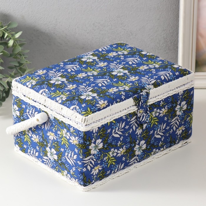 Шкатулка для рукоделия Шкатулка для рукоделия "Полевые цветы на синем" 19х26х14,5 см