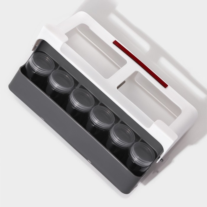 Органайзер подвесной для сыпучих продуктов в комплекте с банками, 6 шт (125 мл), 32×13,5×9,5 см Органайзер подвесной для сыпучих продуктов в комплекте с банками, 6 шт (125 мл), 32×13,5×9,5 см