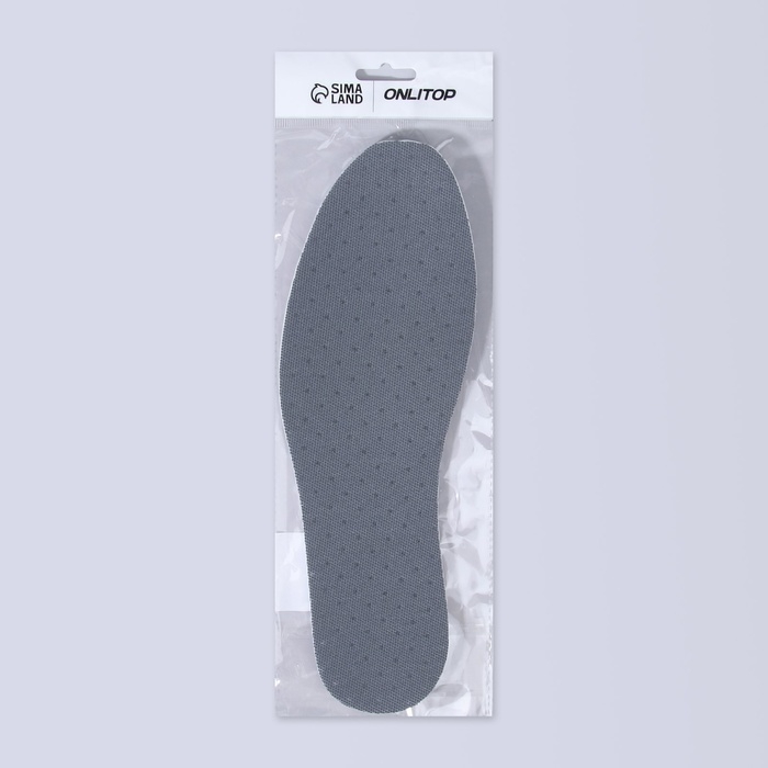 Стельки для обуви, универсальные, дышащие, р-р RU до 45 (р-р Пр-ля до 47), 28,5 см, пара, цвет серый