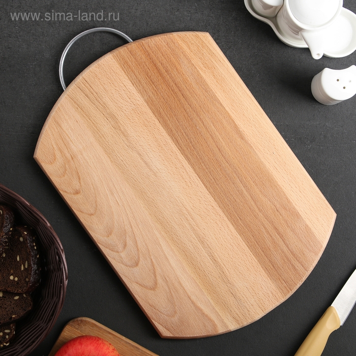 Доскa рaзделочнaя Премиум &laquo;Бочкa&raquo;, с метaллической ручкой, 35&times;24,5&times;1,8 см, бук