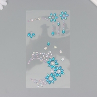 Наклейка пластик стразы "Цветочные узоры и слезы-стразы" МИКС 10х19 см