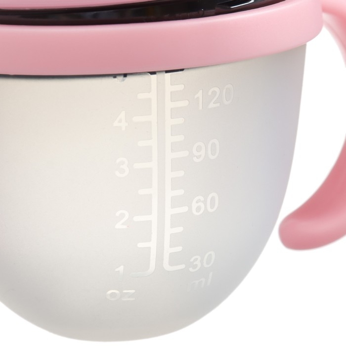 Бутылочка для кормления M&B, ШГ &Oslash;70мм, 150мл., с ручками, силиконовая колба, цвет розовый