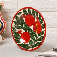 Тарелка Риштанская Керамика "Гранаты", плоская, 17 см, Тарелка Риштанская Керамика "Гранаты", плоская, 17 см,