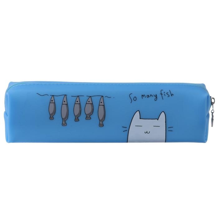 Пенал школьный на молнии силиконовый Пенал школьный на молнии силиконовый "Кот", МИКС