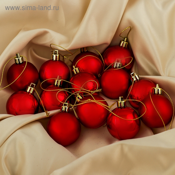 Набор шаров пластик d-4 см, 36 шт Набор шаров пластик d-4 см, 36 шт "Классный" красный