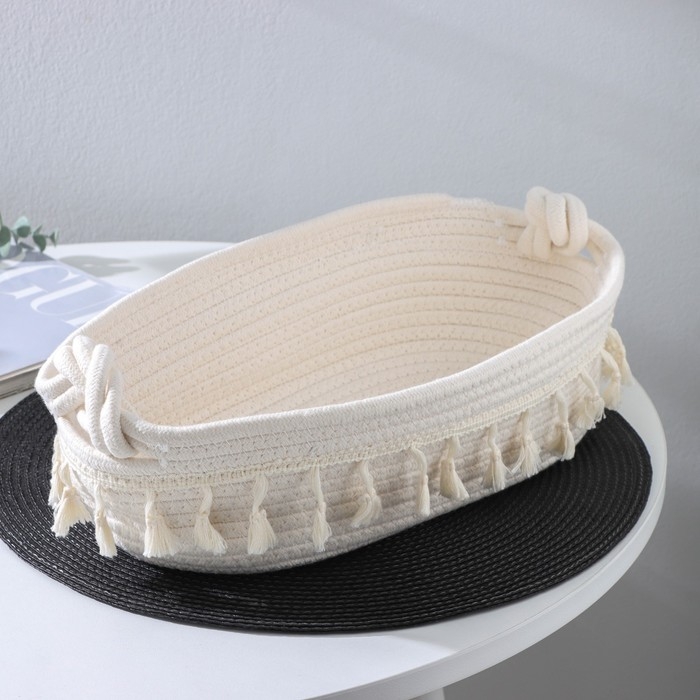 Корзина для хранения плетёная ручной работы LaDо́m &laquo;Вилена&raquo;, 38&times;22&times;12 см, цвет белый