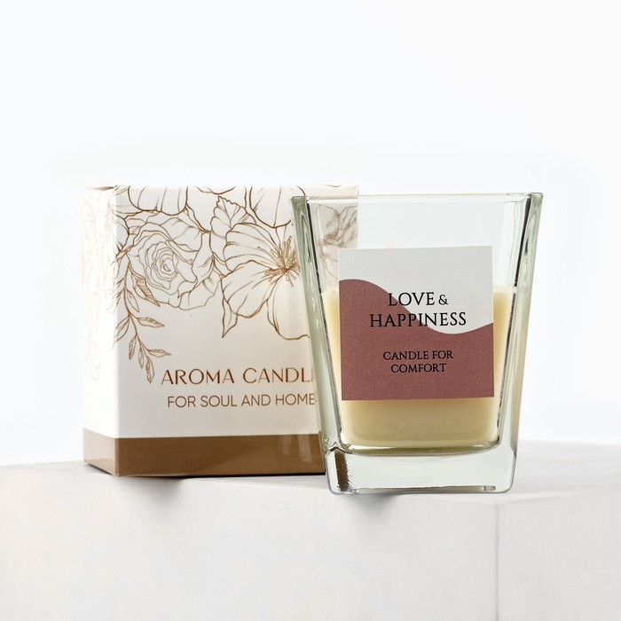 Свеча ароматическая в стекле &laquo;Happiness&raquo;: грейпфрут и мёд, 6,8 х 8 см.