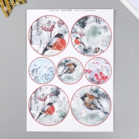 Декупажная карта "Снегири" плотность 45 г/м2, формат А4 Декупажная карта "Снегири" плотность 45 г/м2, формат А4