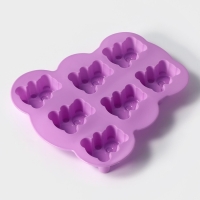 Форма для выпечки Доляна «Мишка», силикон, 27×24 см, 7 ячеек, цвет сиреневый Форма для выпечки Доляна «Мишка», силикон, 27×24 см, 7 ячеек, цвет сиреневый