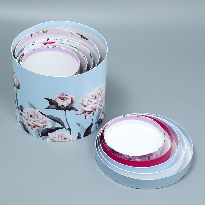 Набор шляпных коробок 5 в 1, упаковка подарочная, «Цветочный сад», 13 х 14 ‒ 19.5 х 22 см Набор шляпных коробок 5 в 1, упаковка подарочная, «Цветочный сад», 13 х 14 ‒ 19.5 х 22 см