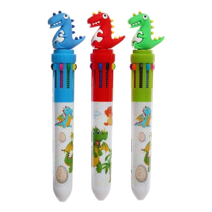 Ручка шариковая автоматическая, 10-ти цветная, Ручка шариковая автоматическая, 10-ти цветная, "Дракон", МИКС