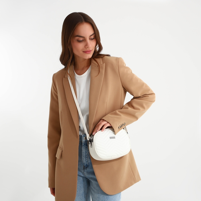 Сумка женская кросс-боди на молнии, цвет белый Сумка женская кросс-боди на молнии, цвет белый