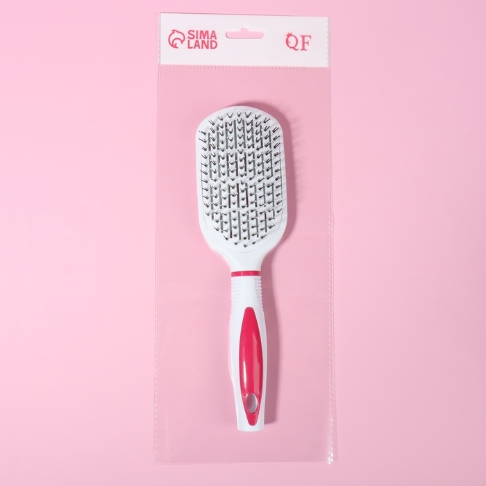 Расчёска массажная, вентилируемая, 6,5 &times; 23,5 см, цвет белый/красный