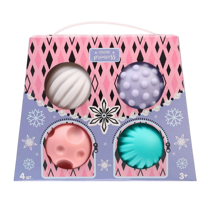 Подарочный набор развивающих мячиков &laquo;Холодное сердце&raquo;, 4 шт., новогодняя подарочная упаковка, Крошка Я