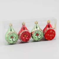 Украшение ёлочное "Фонарик Сказка" (набор 4 шт) 5х8 см, зелёный красный Украшение ёлочное "Фонарик Сказка" (набор 4 шт) 5х8 см, зелёный красный