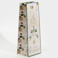 Пакет под бутылку &laquo;Счастливого праздника&raquo;, 13 х 36 х 10 см, Новый год