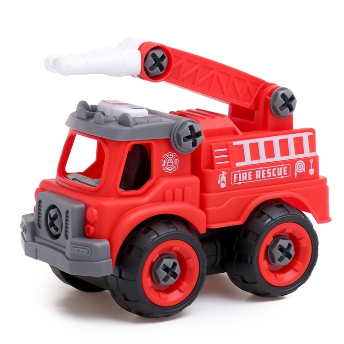 Конструктор винтовой &laquo;Пожарный транспорт&raquo;, набор 2 штуки, с отверткой, 59 деталей