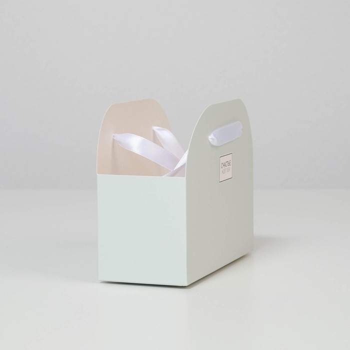 Коробка для цветов складная, мятная «Счастье ждёт тебя», 17 × 13 × 7 см Коробка для цветов складная, мятная «Счастье ждёт тебя», 17 × 13 × 7 см