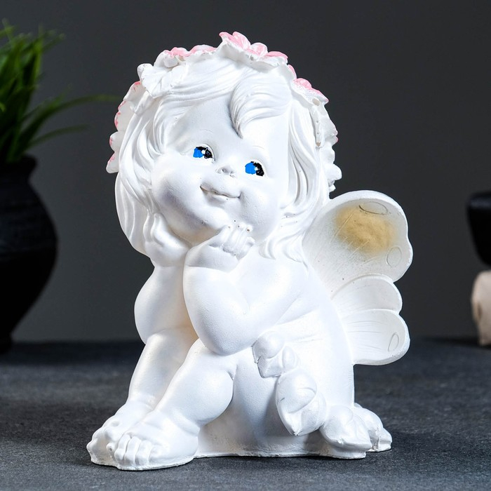 Фигура Фигура "Фея сидя" перламутр 20х15х16см