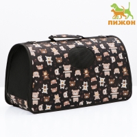 Сумка-переноска каркасная "Медвежонки", размер L, 53 х 21 х 29 см, чёрный