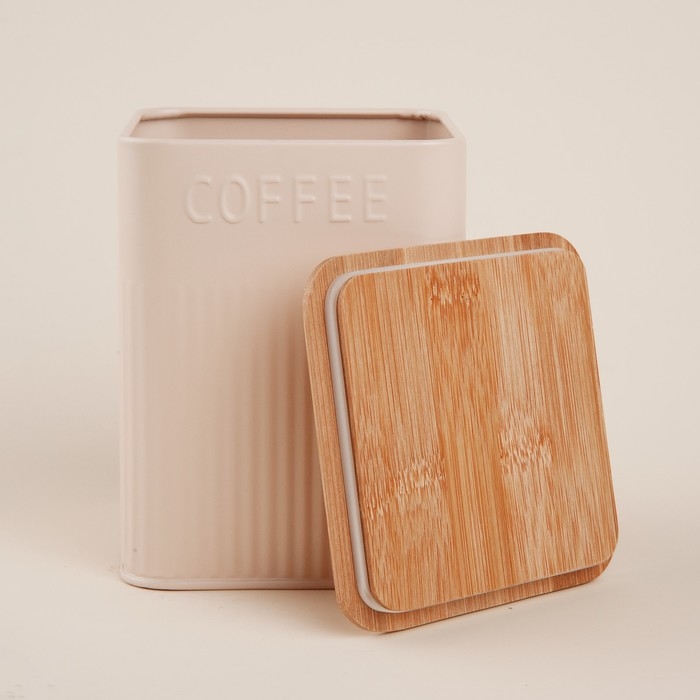Банка для кофе «Сан-Лоренцо», 10×13 см, цвет розовый, с бамбуковой крышкой Банка для кофе «Сан-Лоренцо», 10×13 см, цвет розовый, с бамбуковой крышкой
