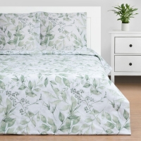 Постельное бельё Этель 1.5 сп &laquo;Акварельные листья&raquo; 143х215 см, 150х214 см, 70х70 см-2 шт, поплин 125 г/м2