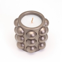 Свеча в подсвечнике из гипса с шарообразными гранями, 10х10см, серо-коричневый