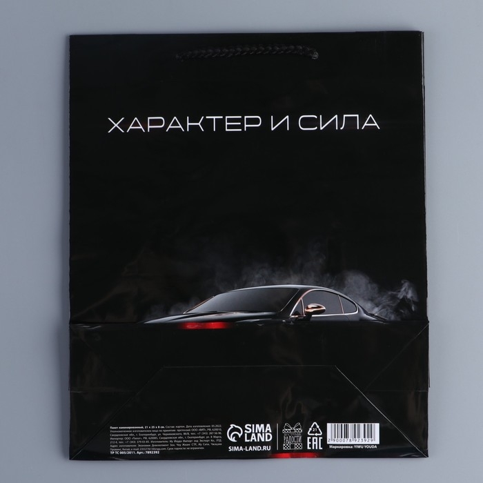 Пакет подарочный ламинированный вертикальный, упаковка, &laquo;С 23 февраля!&raquo;, ML 21 х 25 х 8 см