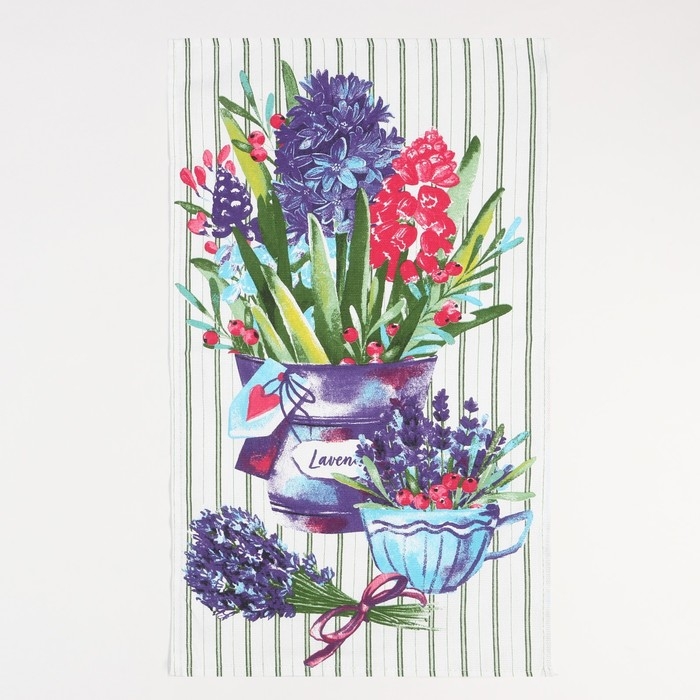 Набор кухонных полотенец Доляна &laquo;Цветочная радость&raquo; 35х60см-2шт, 100% хлопок