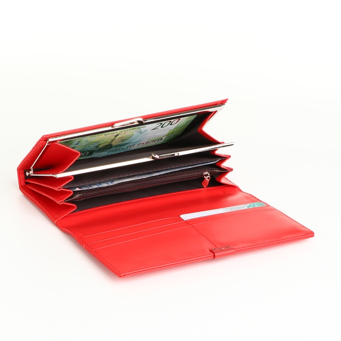 Кошелёк женский на магнитах, цвет красный