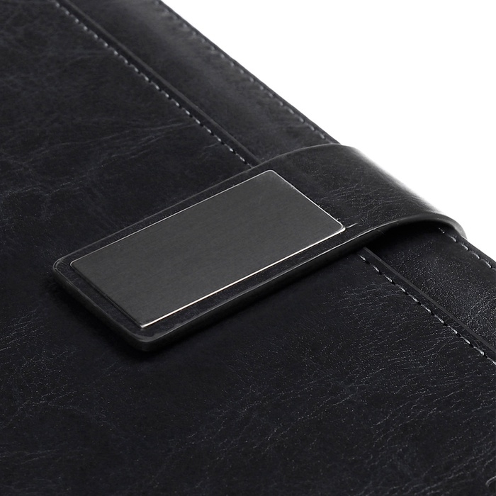 Ежедневник недатированный,формат А5, 140 листов, в клетку, обложка кожзам, с хлястиком, с калькулятором, чёрный