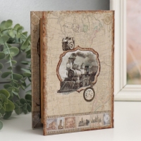 Шкатулка-книга дерево кожзам "Ретро поезд" 4х12х18 см