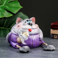 Копилка "Серый кот с колбасой" 17см