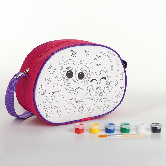 Набор для творчества: Сумка раскраска &laquo;Совы&raquo;, 22х16 см, отдел на молнии