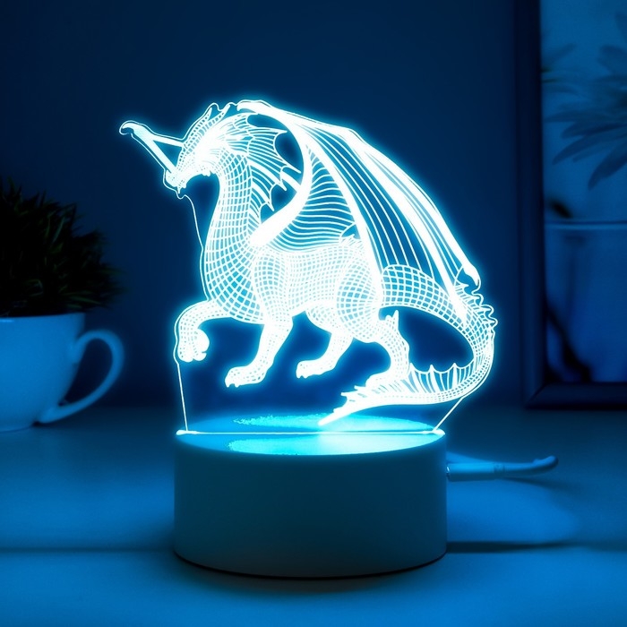 Светильник сенсорный "Дракон" LED 7 USB/от батареек белый 13х9,5х15,5см RISALUX