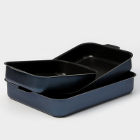 Набор противней &laquo;Лазоньера&raquo;, 3 предмета: 19&times;25 см, 23&times;30 см, 27&times;35 см, h=7 см, антипригарное покрытие, цвет синий