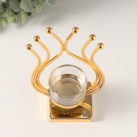 Подсвечник металл, стекло на 1 свечу "Золотое пламя" d=4,5 см 6,5х10х20 см