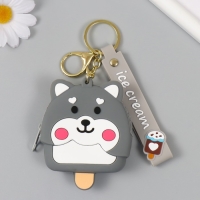 Брелок кошелёк с карабином, ремешком силикон "Хаски-эскимо" 2,5х7,2х9 см