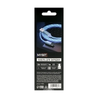 Кабель MYBIT, Type-C - USB, динамическая LED подсветка, 2 А, 1 м, только зарядка