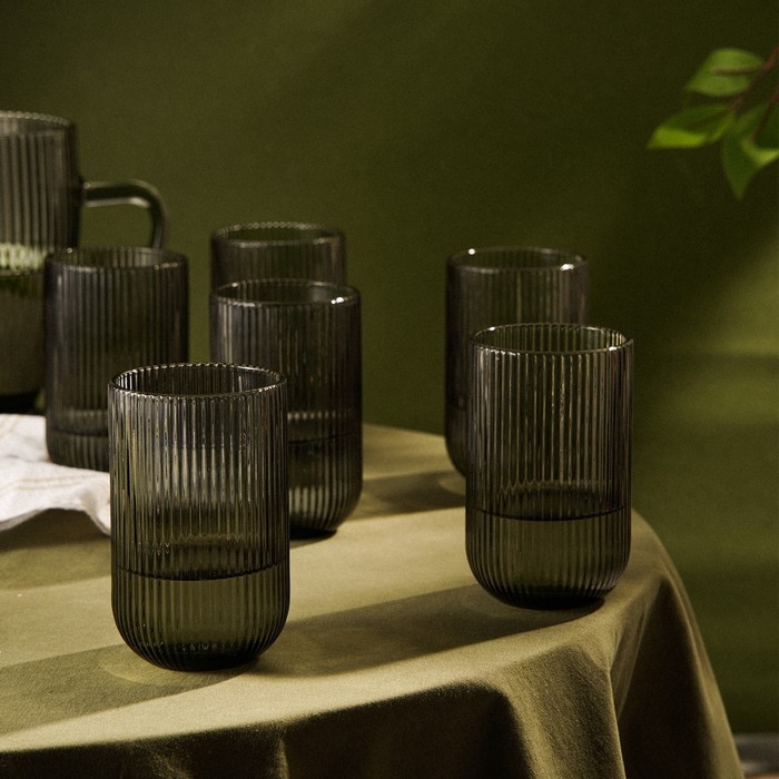 Набор стаканов стеклянный SL Home &laquo;Модерн&raquo;, 400 мл, 8&times;13 см, цвет графитовый