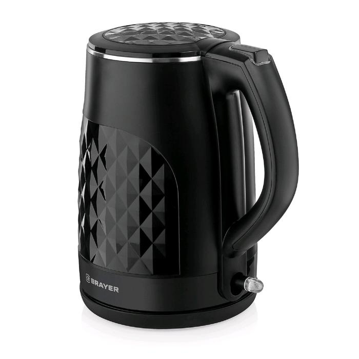 Чайник электрический BRAYER BR1043BK, металл, 1.5 л, 2200 Вт, автоотключение, чёрный
